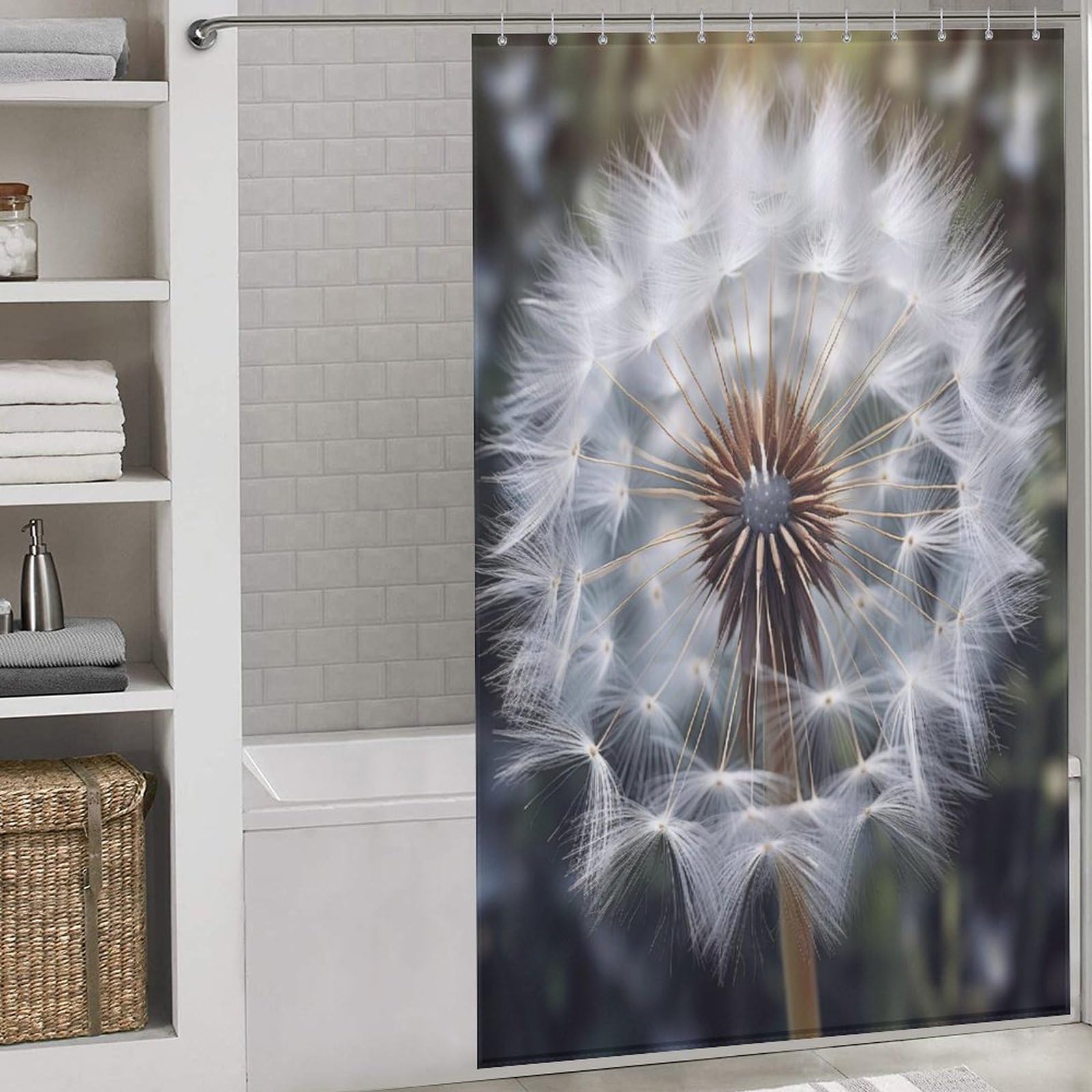Rideau de douche tissu lavable imperméable 140x183cm avec crochets