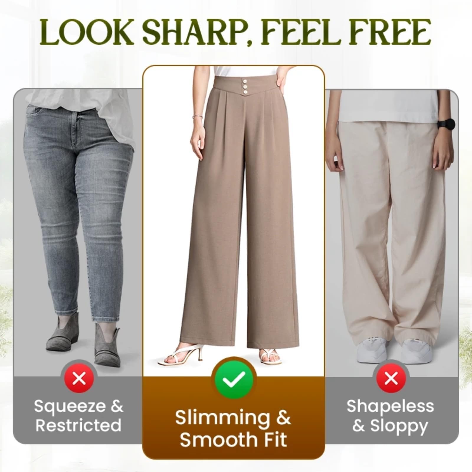 Generisch Pantalon d'été élégant pour femme - Taille haute - Pantalon d'affaires - Pantalon de costume large - Pantalon de loisirs aéré - Pantalon d'été élégant - Pantalon d'été décontracté - Pantalon