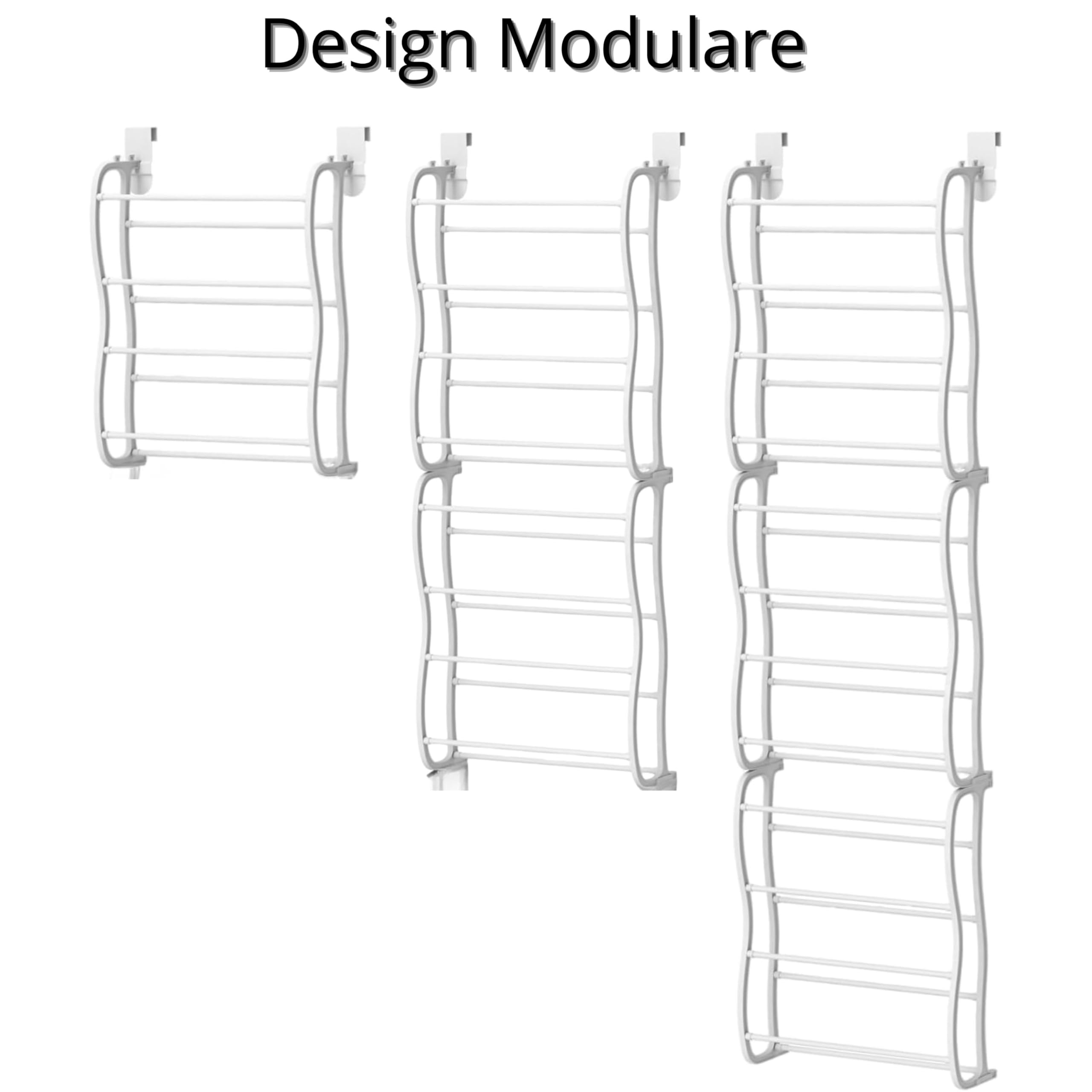YASTA Scarpiera Salvaspazio Slim da Appendere alla Porta, Organizer Scarpe Modulare in Metallo (1, 2 o 3 Moduli), Porta Scarpe Verticale 12 Ripiani, Fino a 36 Paia