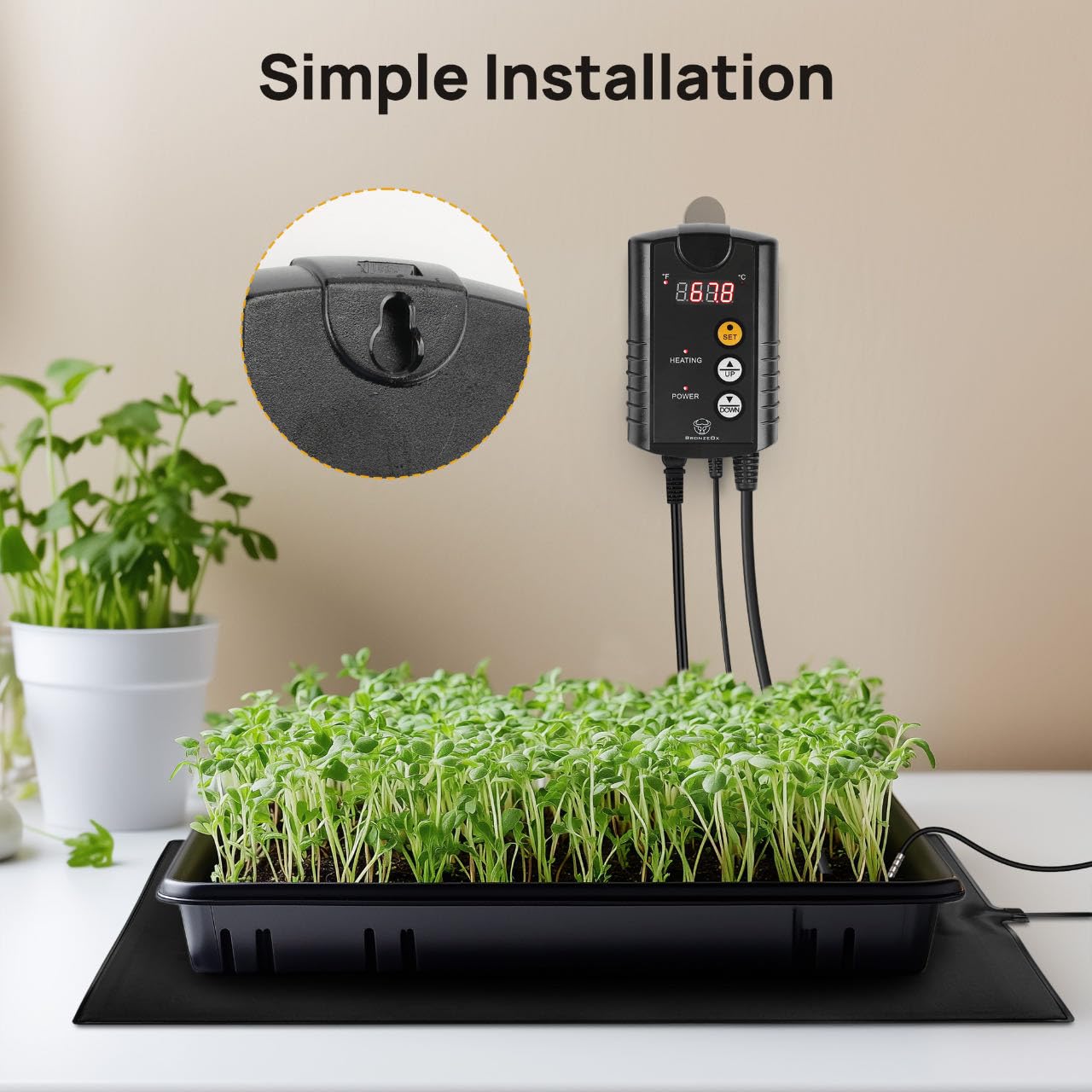 Termostato digital con controlador de temperatura (alfombrilla térmica no incluida) para germinación de semillas, reptiles, incubación, enraizamiento, plántulas, cultivo interior