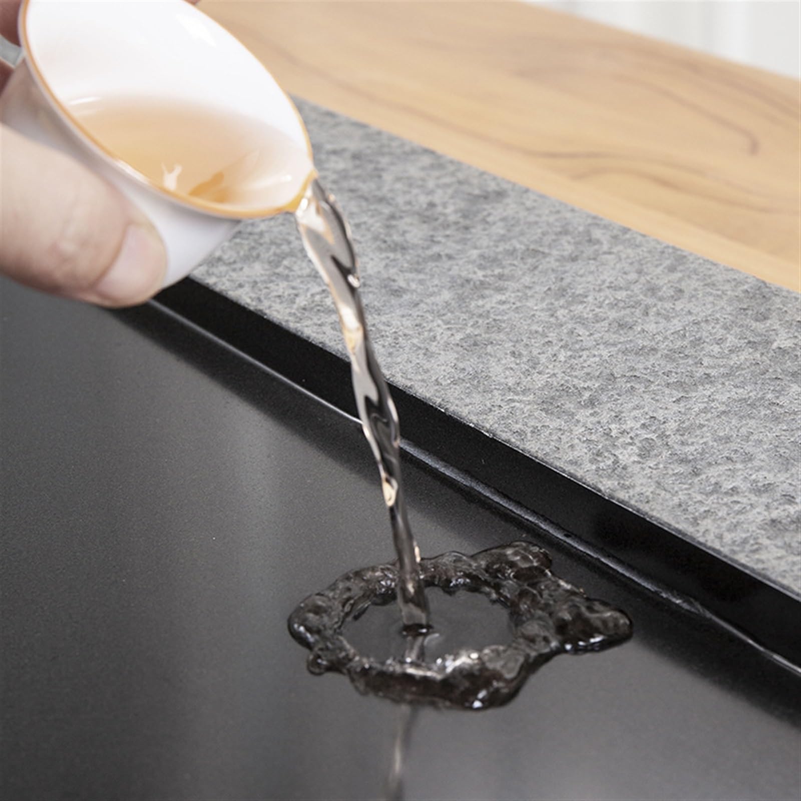 Bandejas De Té para Servir Bandeja de té de ebonita Natural for Uso doméstico, Juego de té Simple, Mesa de té Grande Tipo Drenaje de Oficina Moderna Bandeja De Té Gongfu(70x35x3cm)