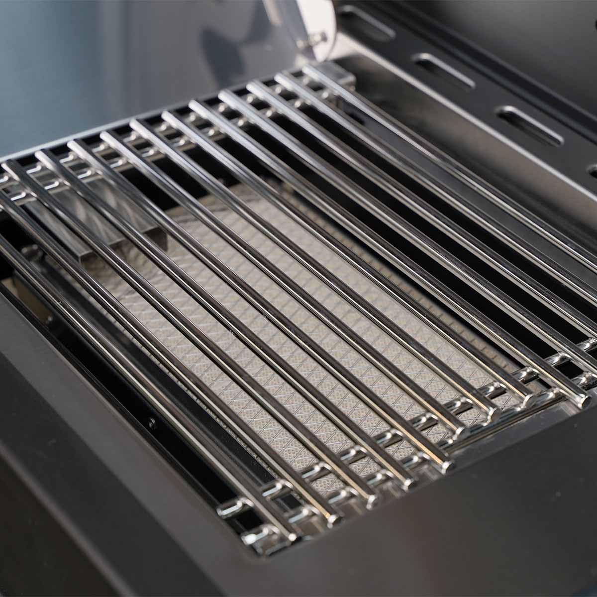 SANTOS Gasgrill S-418 Pro Schwarz - Premium Gasgrill 4 Brenner - 800°C Infrarot Seitenbrenner & Heckbrenner - Langlebiger BBQ Gas Grill mit optimaler Isolierung - Edelstahl Grillrost & Warmhalterost
