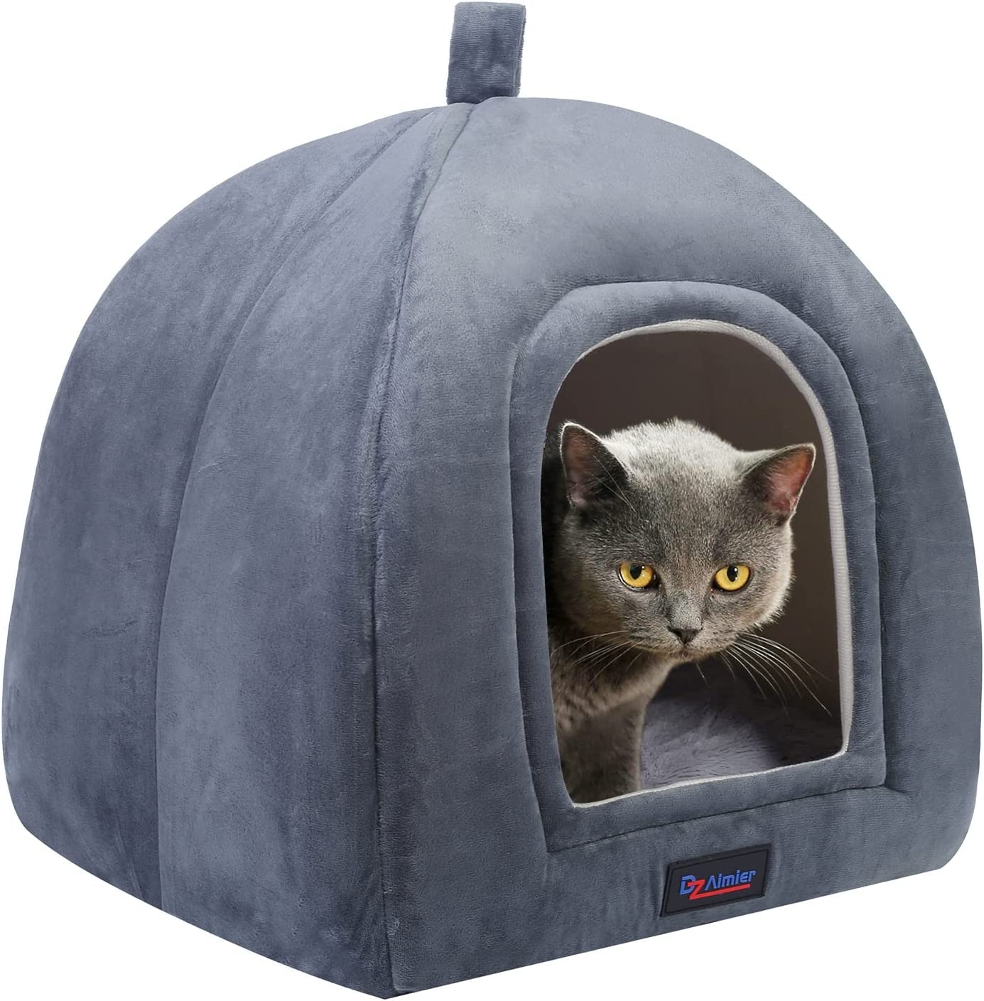 DZ Aimier Cama Gato Cueva, Carpa para Gatos de con Protección contra el Frío,con Cojín Desenfundable y Extraíble,Cama Gato Cómoda Acogedora y Cálida,Camas para Perros Pequeños