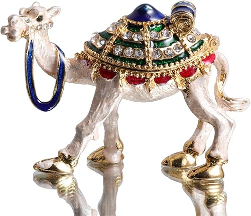Waltz&F Caja de baratija de camello pintada a mano, caja de joyería de animales, figura coleccionable, soporte para anillo de centro de mesa, adorno