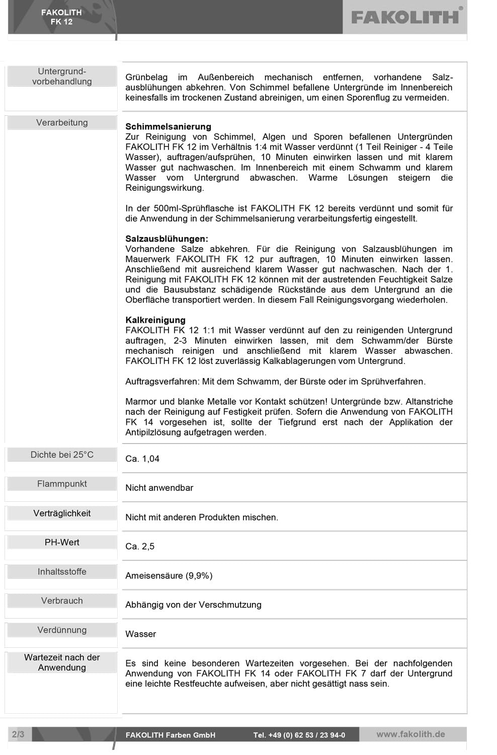 Fakolith FK 12 Schimmeldesinfektion 5 Liter Kanister