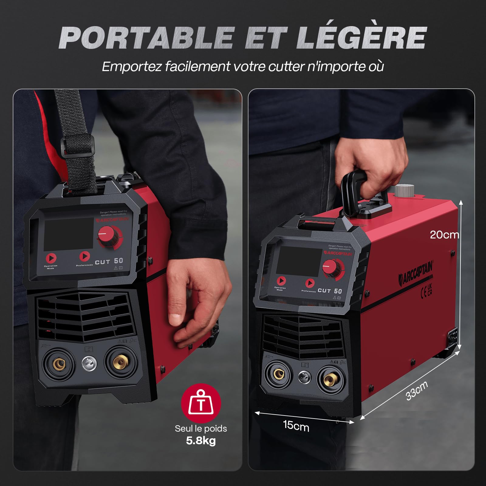 ARCCAPTAIN Découpeur Plasma 50Amp 110/220V Machine de découpe plasma à air IGBT DC Inverter Découpe de métal épaisseur jusqu'à 12mm