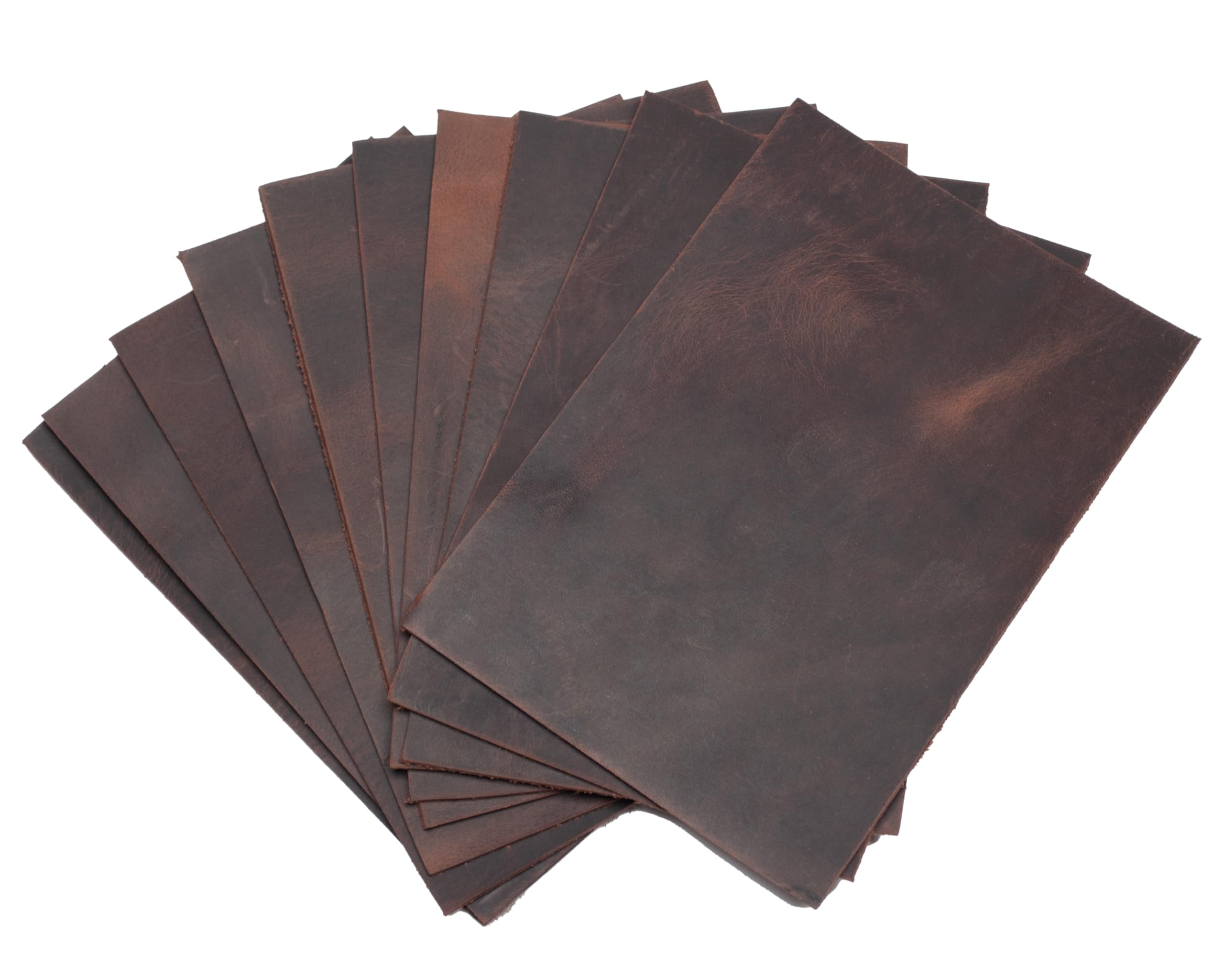 HAPPER STUDIO Cowhide Leather 2mm Thickness Pull-Up Crazy Horse Leather Genuine Leather Sheets for Crafts. (10, Brown Are 2