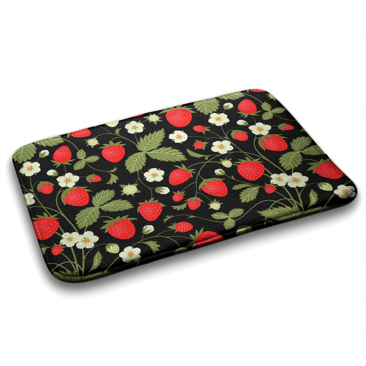 Tapis de salle de bains Tulup 90x60 cm rectangulaire antidérapant motif fraises