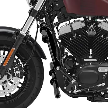 Mofun Front Crash Bar Fit for Harley Sportster 883 1200 2004-2022 | Fit for Sportster 883 1200 Model with Forward or Mid Control 2004-2022, Gloss Black Front Highway Engine Guard Flat-Out Bar