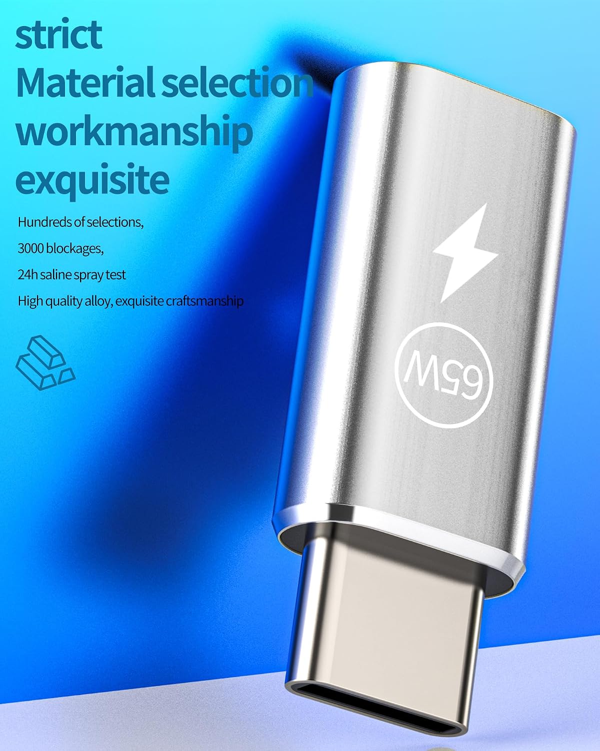 65W Lightning to USB C Adapter for Iphone 17 16 15 Pro Max Charger for Apple Cable Female Type Male (3Pack) Compatible with Samsung Plug Charging Android Lighting Car Port Tipo Connector Type-c Mfi PD image 5