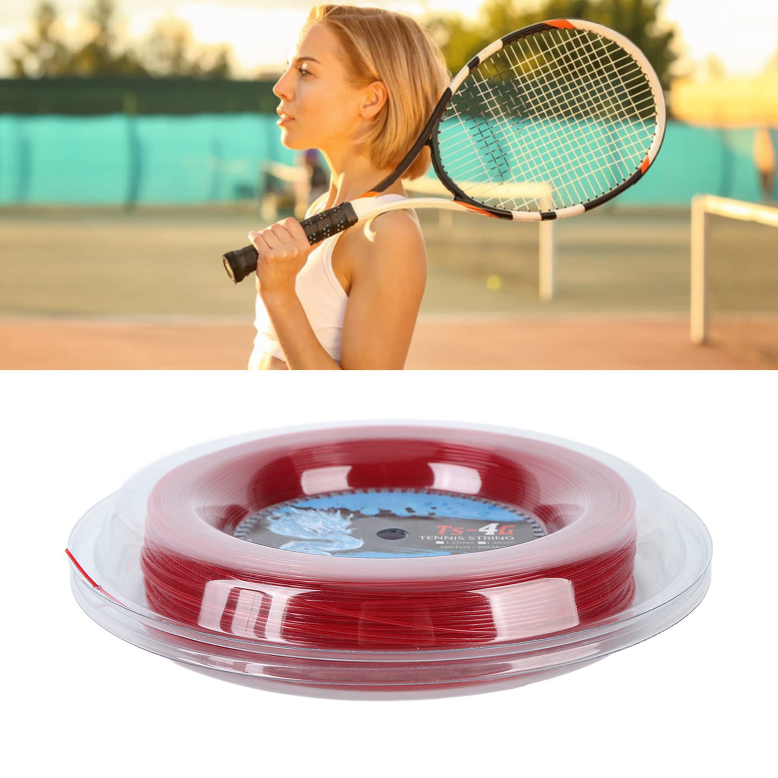 Corda da Tennis in Poliestere TS 4G Bobina da 200 m Corda per Racchetta Durevole ad Alte Prestazioni per Tutti i Giocatori Controllo avanzato Potenza Palestra Sport all'Aria Aperta