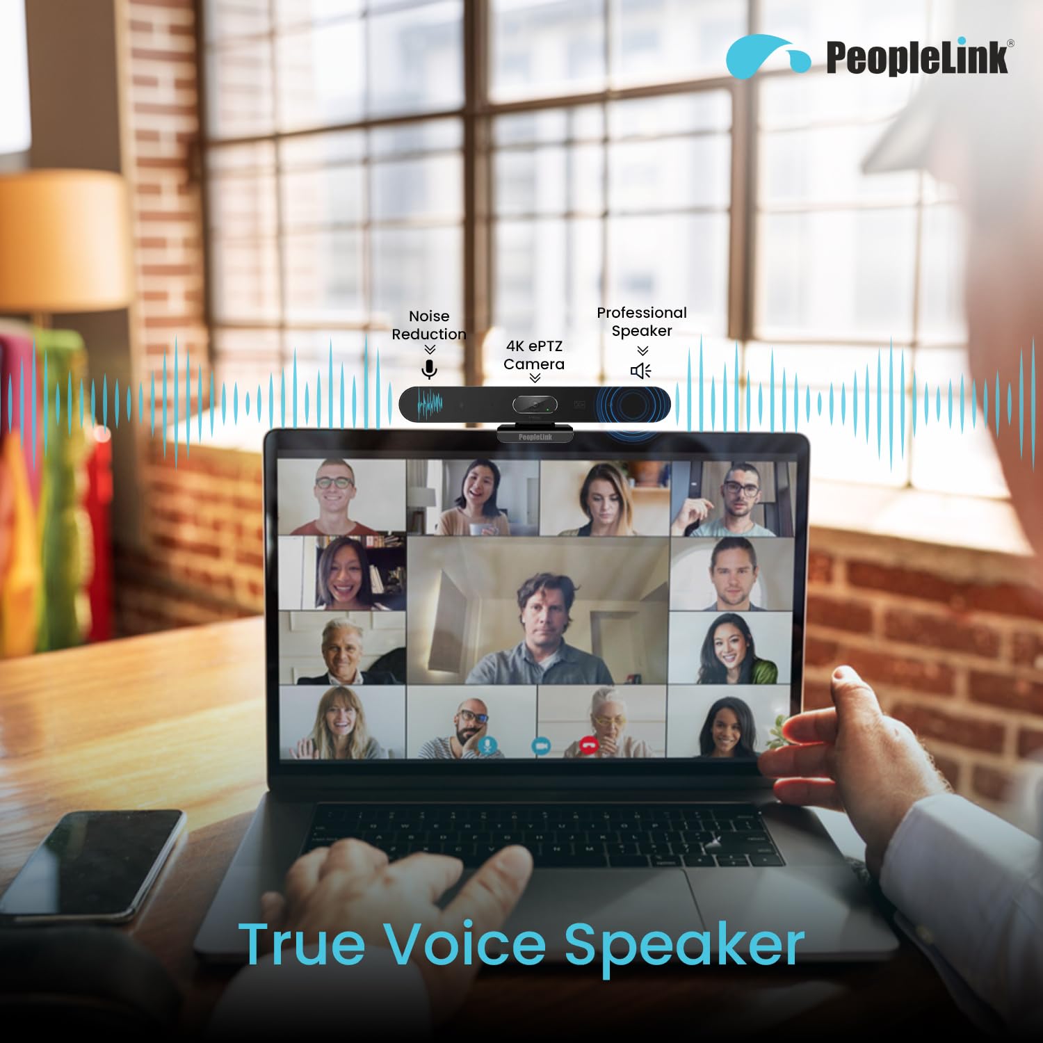PeopleLink Stellar X20 Videobar - 4K AI Video Conferencing -3
