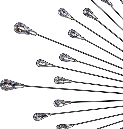 Miniatura 2 de Deco 79 Reloj de pared de metal Starburst con adorno de cristal, 23 x 2 x 23 pulgadas, plateado