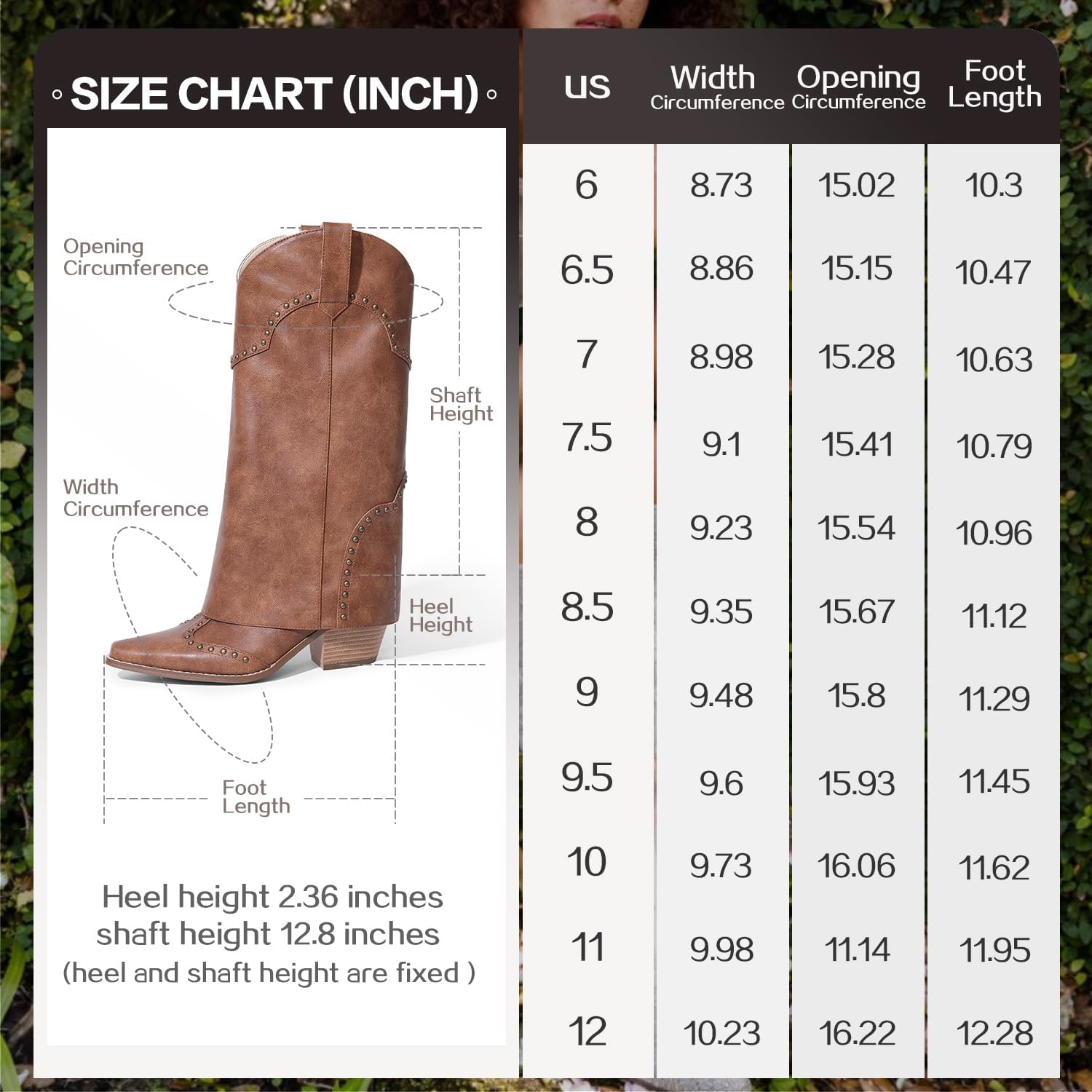 Women Shark Boots Fold Over Mid Calf Chunky Heel Snip Toe Cowboy Cowgirl Pull On Studded Boots for Women - Image 9