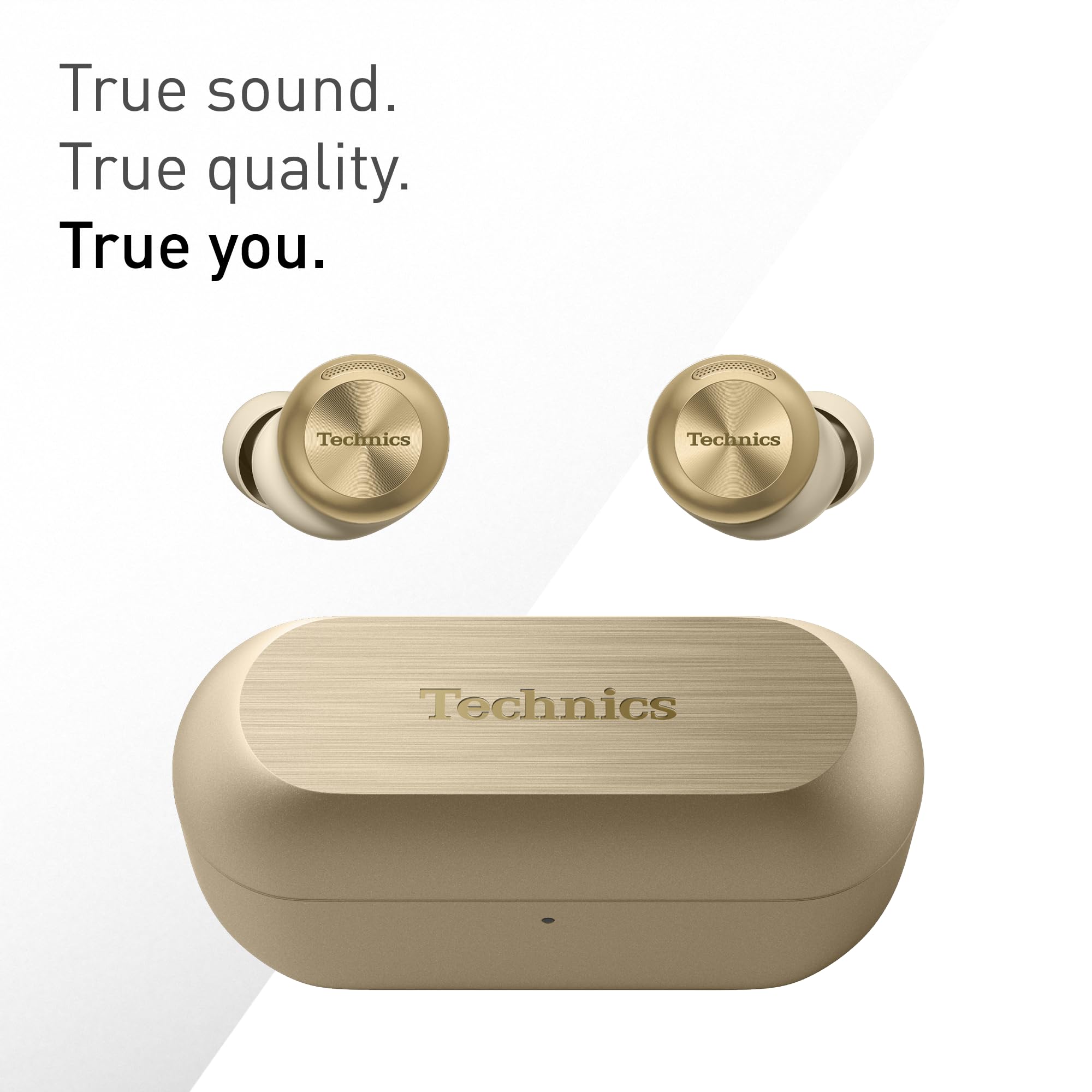 Technics EAH-AZ100E-N Auricolari Wireless con Cancellazione del Rumore, Bluetooth Multipoint, Voice Focus AI, Comode Cuffie In-Ear, Oro Champagne