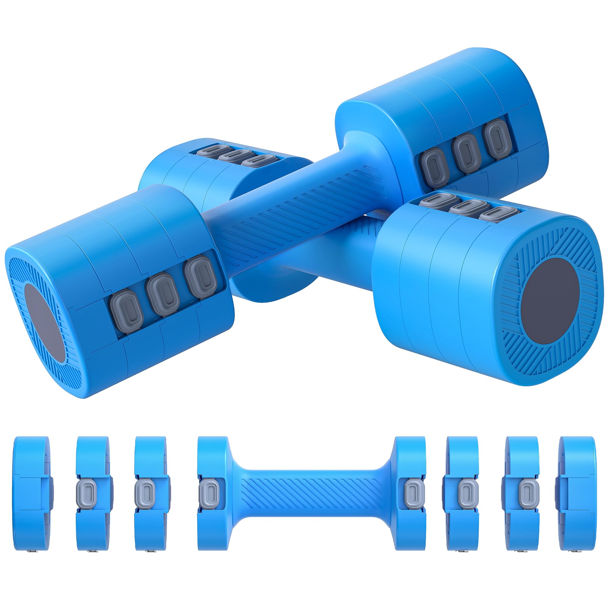 SPORTNOW Juego de Mancuernas Ajustables 4 en 1 5 2 2,5 kg | Juego de Pesas y Mancuernas de Metal, Mangos Antideslizantes, Diseño Cuadrado, para Entrenamiento en Casa, Gimnasio