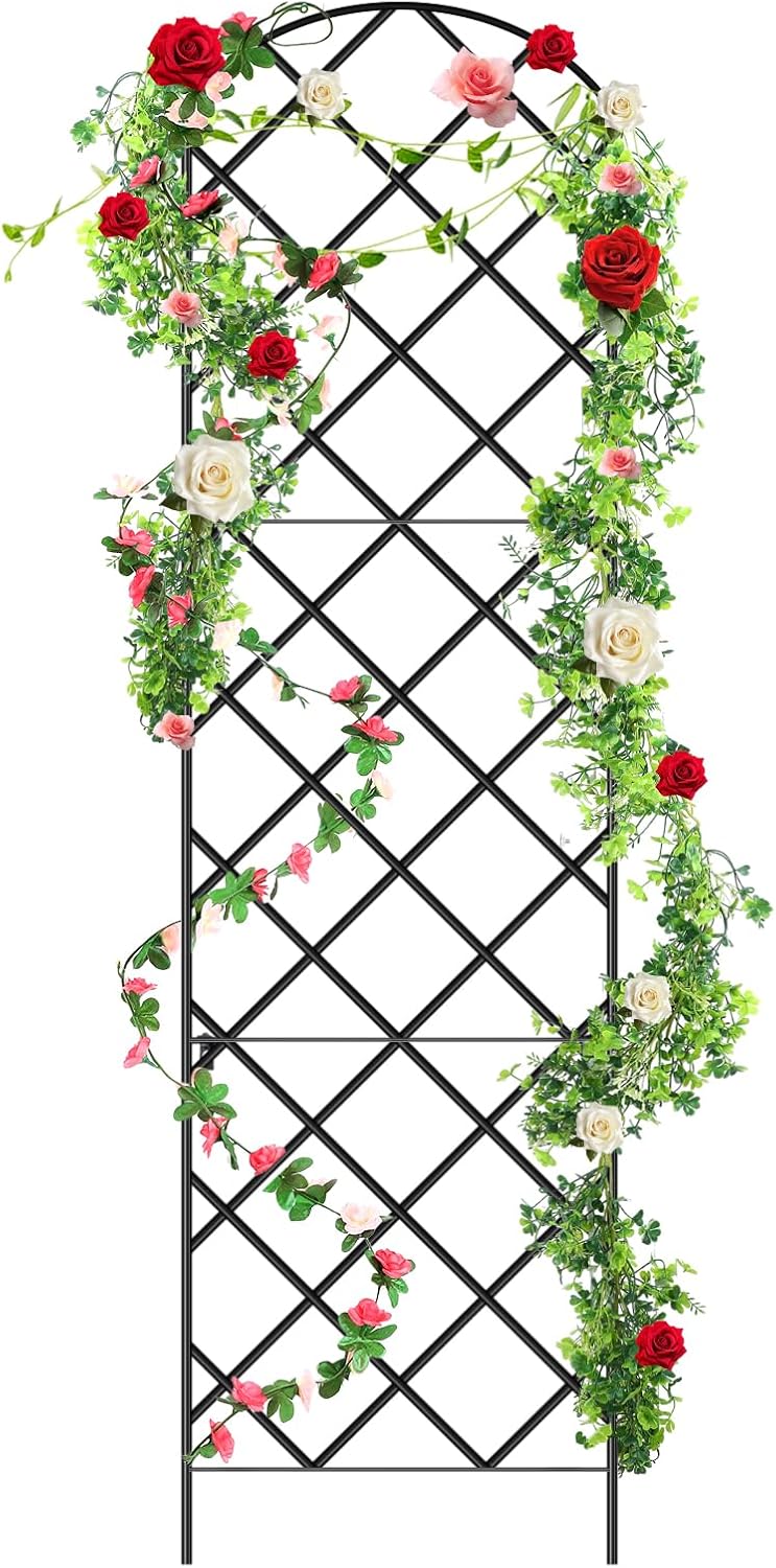 Giant Trellis for Climbing Plants, 108'' x 30'' Large Heavy Duty Rustproof Metal Vine Plant Trellis with Black Coating for Outdoor Climbing Plants Vegetables Support(Simple Style)