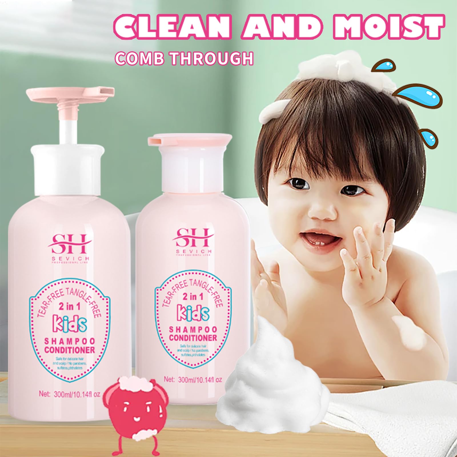 SEVICH Kids 2-in-1 Shampoo & Conditioner, Tear-Free, Gentle Nourishing Hair Care - Image 3