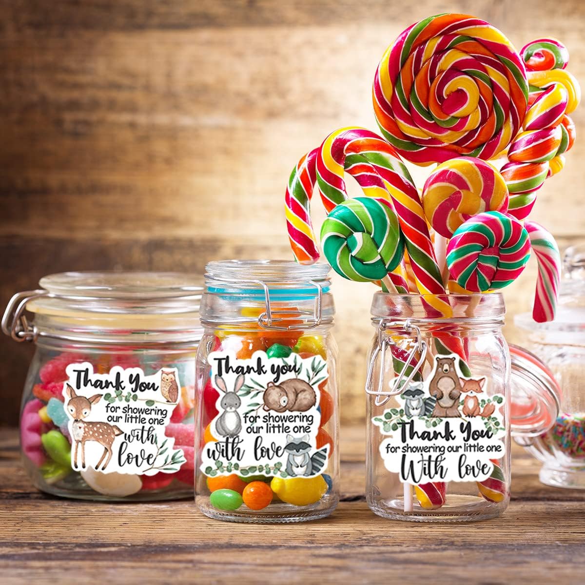 Cute Woodland Creature Shower Thank You Stickers Labels,Forest Woodland Animals Sticker for Woodland Creatures Theme Shower Birthday Party Favor Label Decorations(10 in,80 Labels) - Image 6