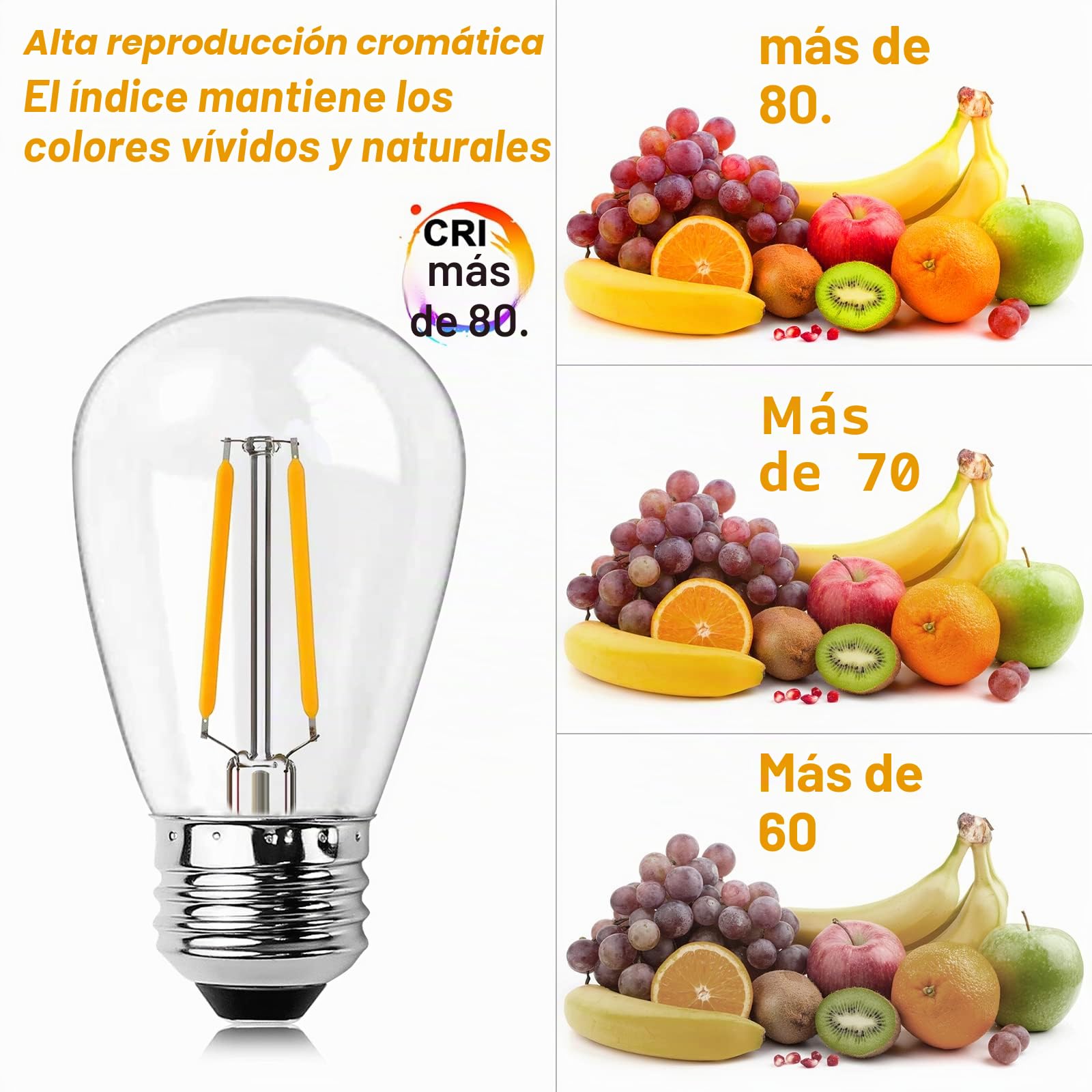BRIMAX Lampadina LED E27 S14, 25 pezzi 2W=20W 2700K | 180LM, IP44, AC220-240V, vetro stile Edison, non regolabile, per ghirlande esterne, patio, giardino