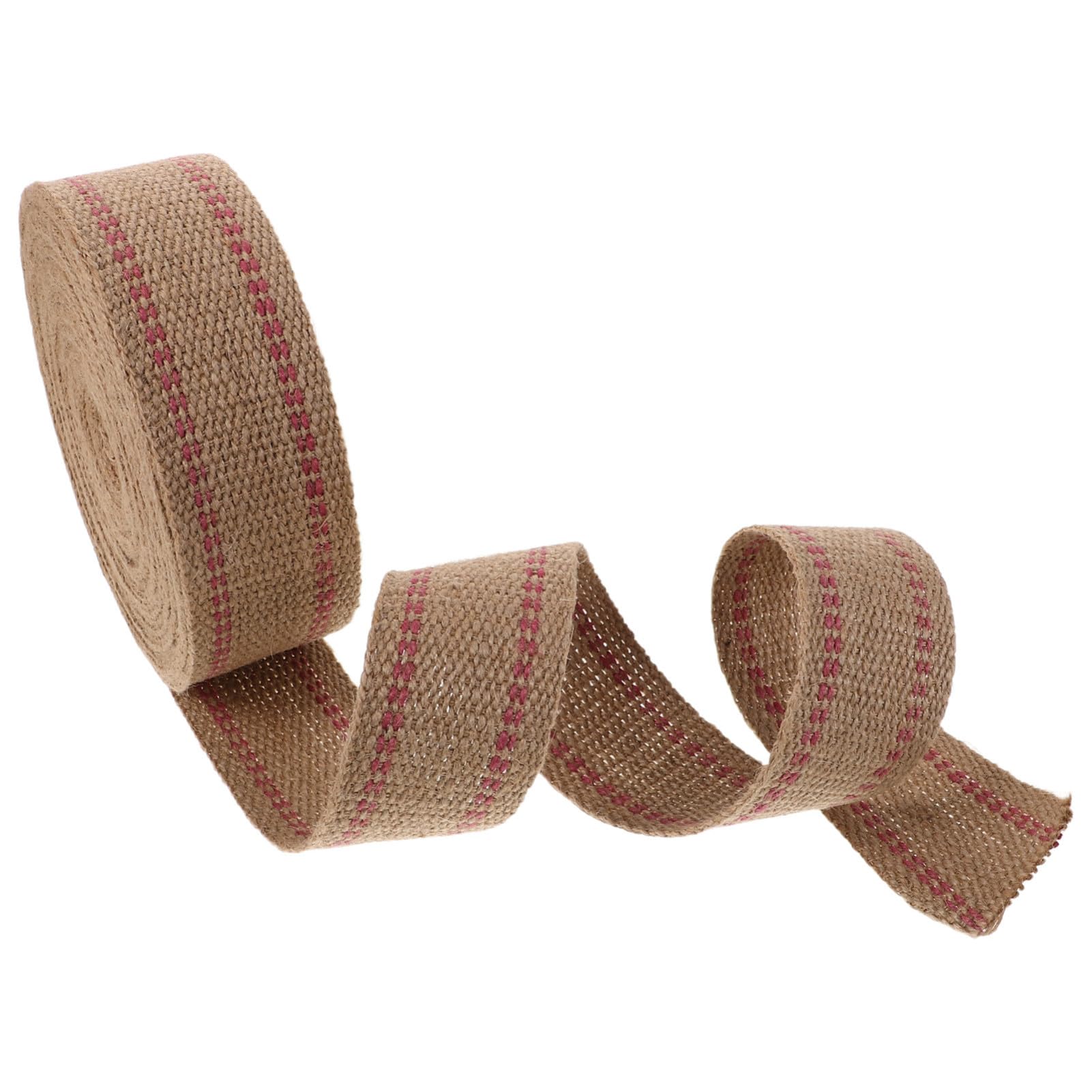 Rotes Juteband Bastel Jute Gurtband mit Roten Streifen Robust und Atmungsaktiv für Stuhlreparaturen und Gartenbinden