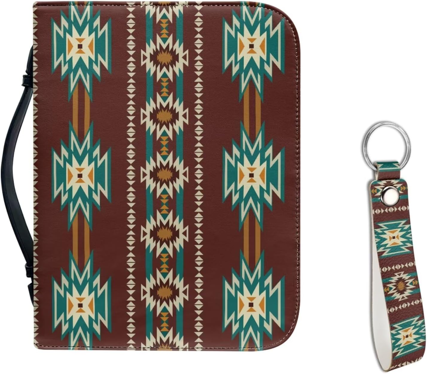 Floral Butterfly Verse Print Bible Carrying Case Set for Christian Zippered PU Leather Bible Cover with Wristlet Keychain, I Can Do All Things Through Christ Who Strengthens Me