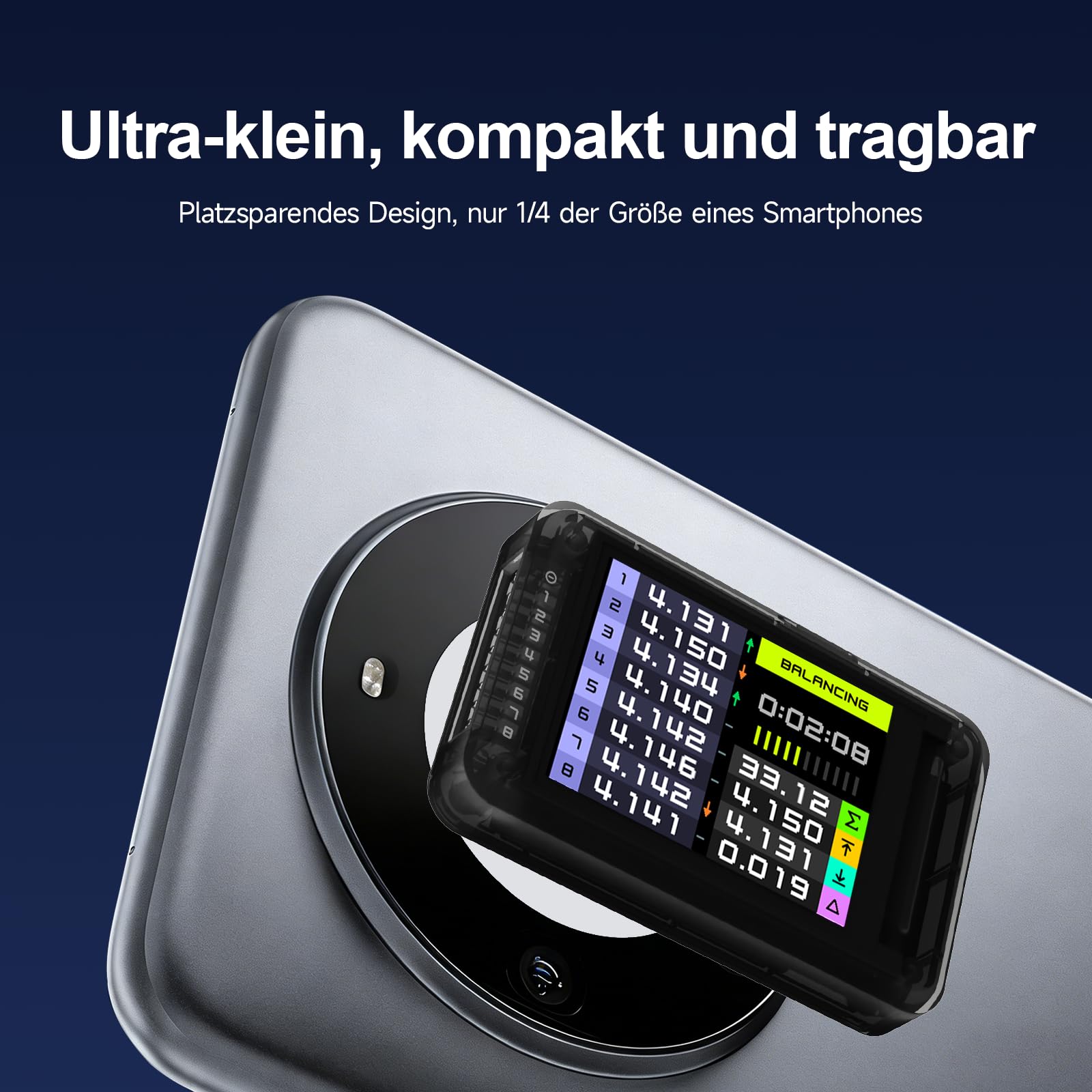 ISDT BL8 Digitaler Batterietester, 2-8S Lipo Checker für LiPo/Life/Li-ion/NiMH/Nicd, Aktives Balancieren in nur 15 Minuten, Kompaktes und leichtes Design