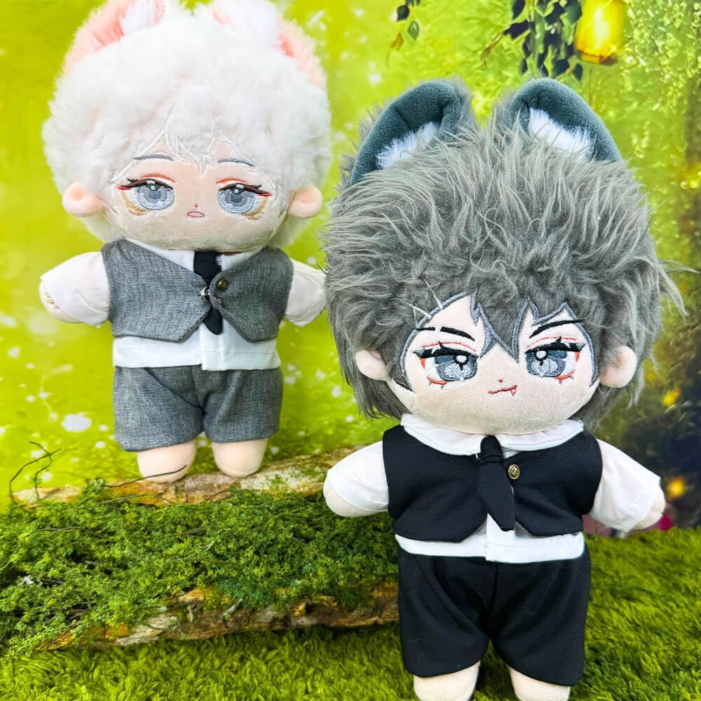 niannyyhouse 20cm Plush Doll Clothes Coat Shirt Pants Vest Belt Tie Suit 8in Doll Dress Up (Black)