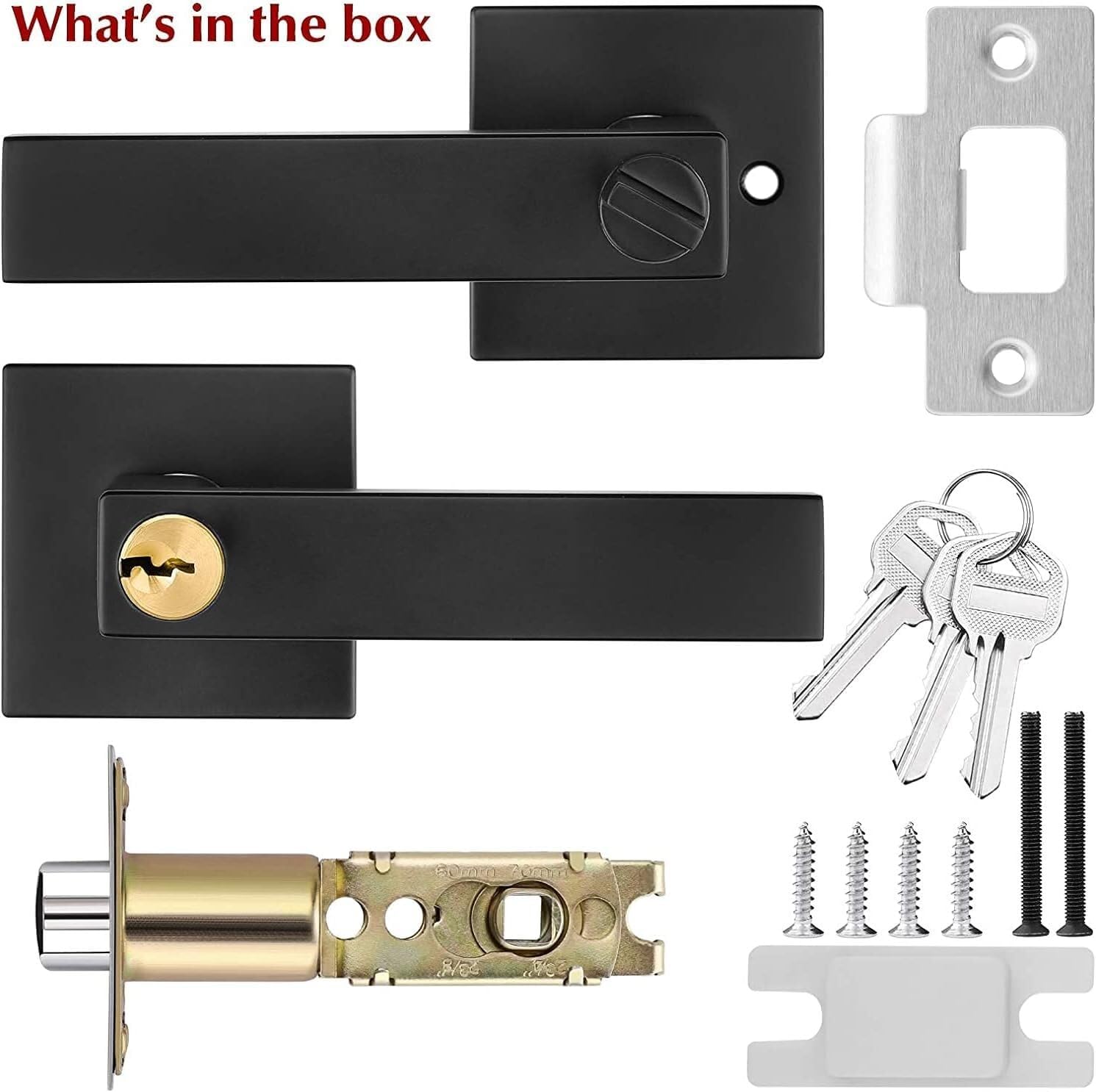 Door Handle,Door Knob,Latch Knob,Door Levers,Black Door Handle Exterior Door Lever,Black Door Lock with Keys Heavy Duty Reversible Exterior Door Handle,Entry Door Handle(3Pack)