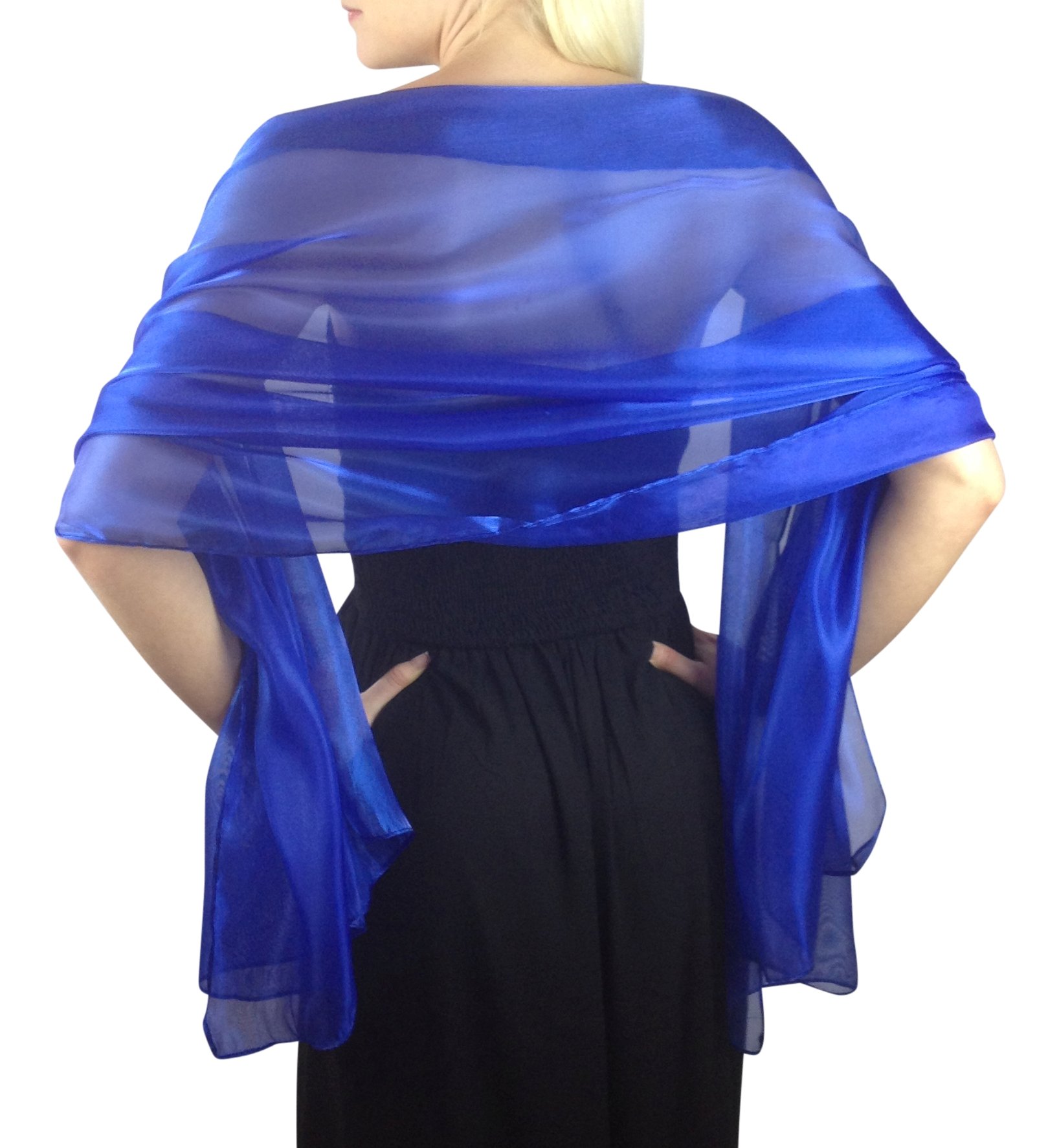 Central Chic Women's Blue Silky Iridescent Wrap Stole Shawl For Weddings Bridal Bridemaids & Evening Wear