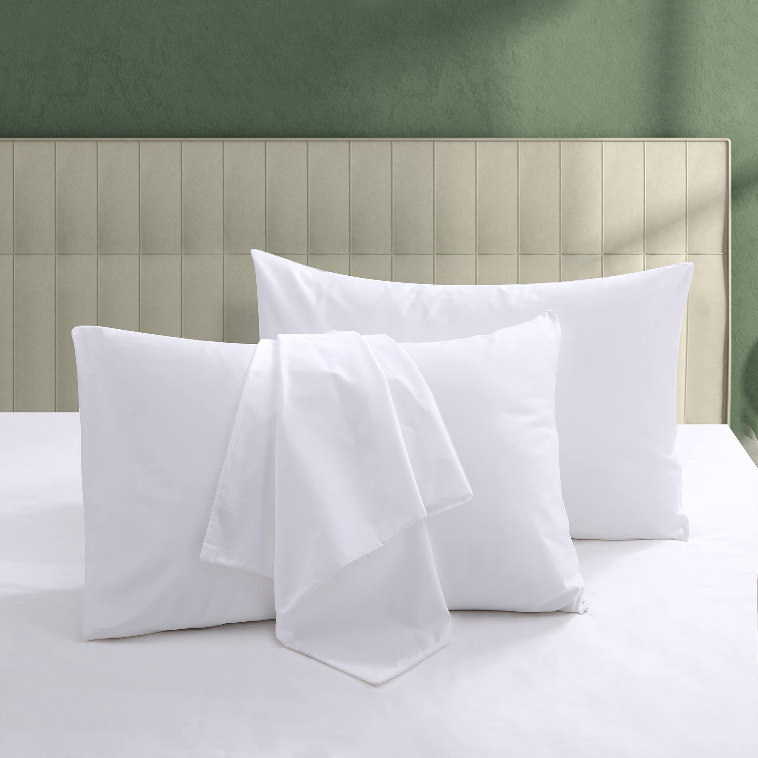 Amazon.com: Precoco Queen Pillow Cases Set of 2 | 100% Cotton White ...