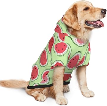 Watermelon Green Printed Dog Costume,Funny Large Dog Hoodie Winter Coat Clothes for Large Medium Breed Dogs