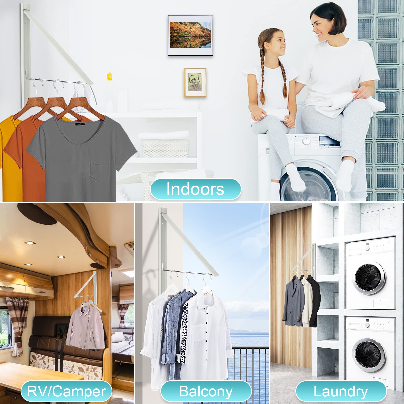 Ithywat Retractable Clothes Drying Rack,Space Saver Wall Mounted Folding Hanger for Laundry Room, Closet Storage Organization, Easy Installation Aluminium Never Rust Dryer 1pcs