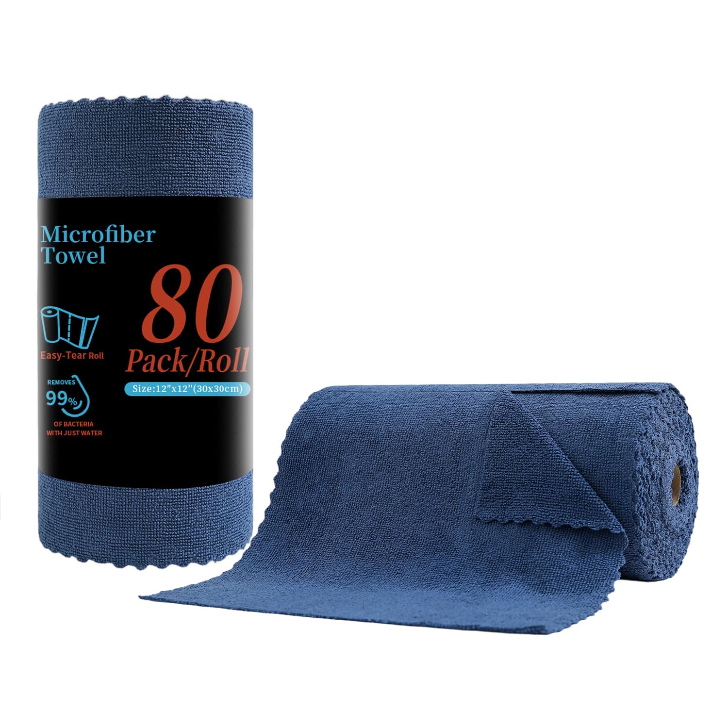 80 Pack Microfiber Cleaning Cloth Roll Lint Free Rags Tear Away Reusable Towels Washable Scratch Ultra Absorbent Dish