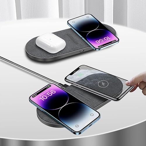 Miniatura 2 de Almohadilla de carga inalámbrica dual de 20 W, cargador inalámbrico rápido con adaptador para iPhone 17 Pro max17 Air161514131211XSXR8 Plus, Air