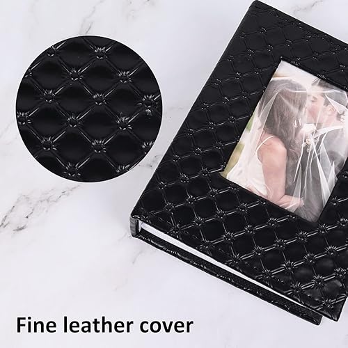 Miniatura 7 de RECUTMS Álbum de fotos de 4 x 6 pulgadas 100 bolsillos de cuero sintético de grano de botón álbum de fotos pequeño para bebé familia boda álbumes de