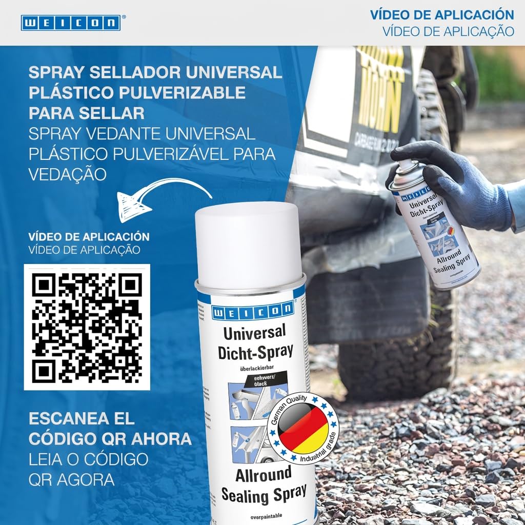 WEICON Spray Sellador Universal | 400 ml | Sellado impermeable para uso interior y exterior | Negro