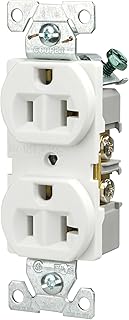 EATON Wiring BR20W-SP-L 20-Amp, 125-Volt Commercial Grade Straight Blade 3-Wire Duplex Receptacle, White