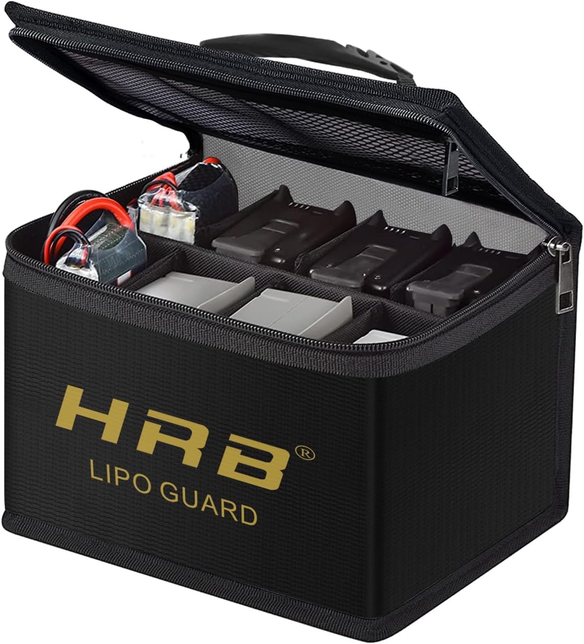 HRB Lipo Bag ignifugo, custodia per batteria Lipo sicura, materiale di qualità migliorato, scatola di sicurezza con grande capacità per la ricarica e la conservazione di batterie per radiocomandate