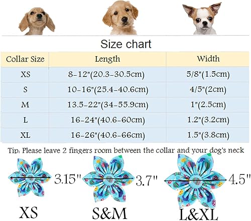 Miniatura 6 de ARING PET Collar de perro de Pascua con diseño de huevos de Pascua con flor, collar ajustable de algodón para perro conejo con hebilla de metal