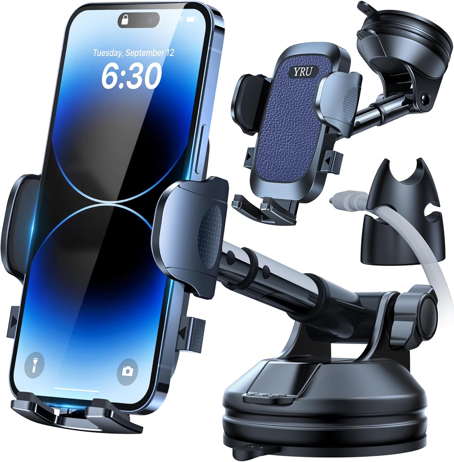 YRU True Military-Grade Car Phone Holder 2025 Upgraded Rotatable Strongest Suction Cup Cell Phone Mount for Dashboard Windshield Truck Cradle Dash Stand for iPhone 16 15 14 13 12Pro Max, Purplish Blue