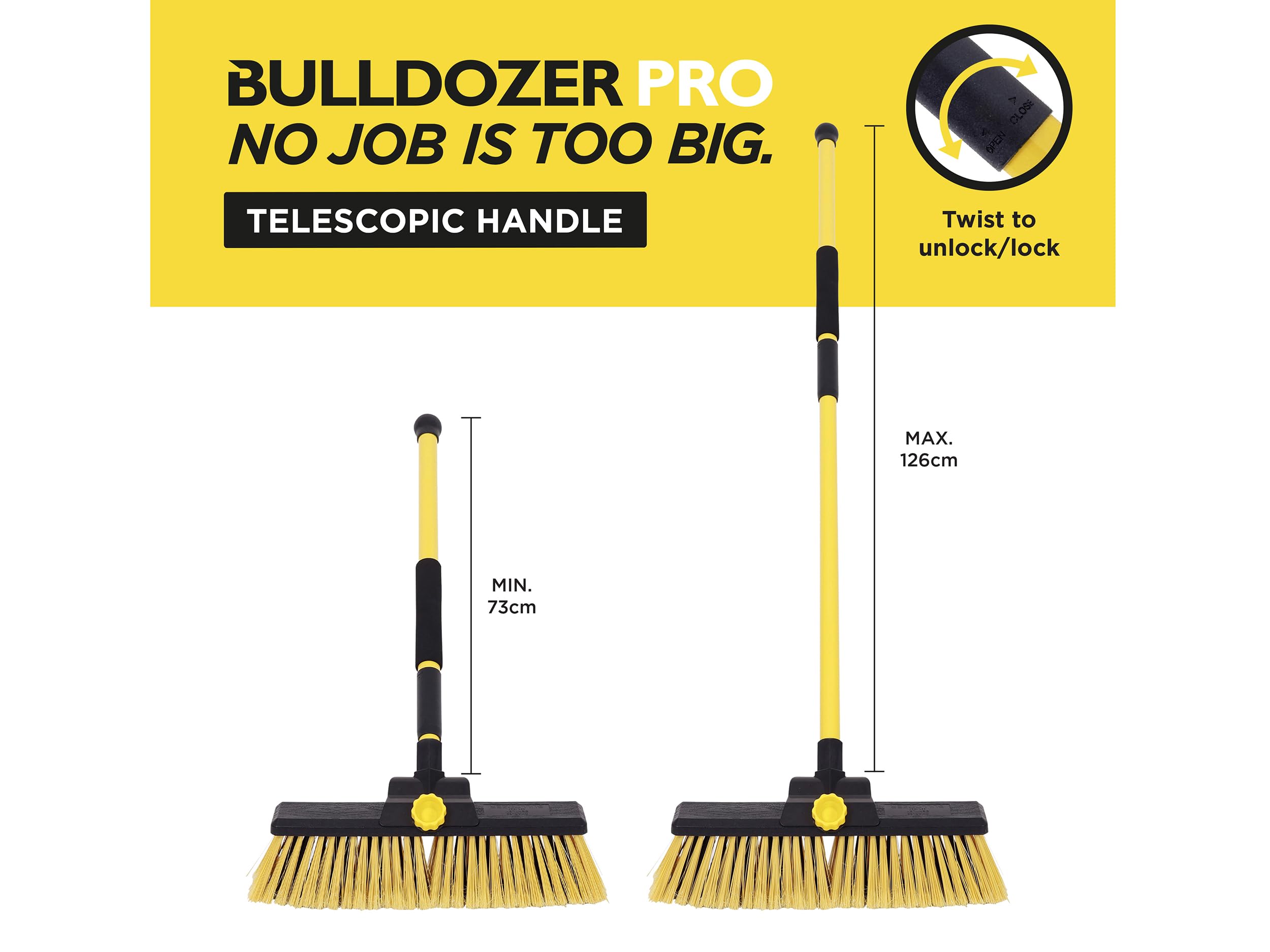 Bentley Cx02549 Scopa Bulldozer, Maniglia in Metallo, Giallo/Nero, 157X84 cm