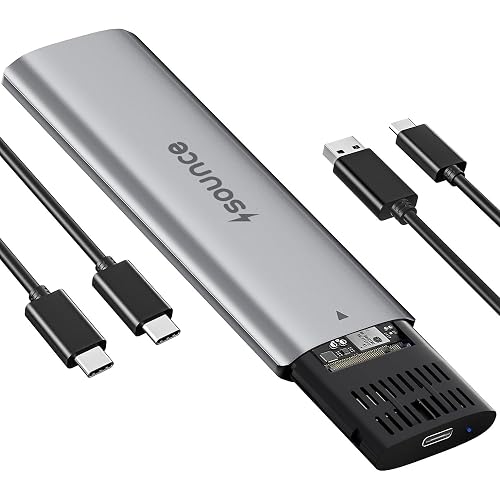 Sounce NVME SSD Enclosure M.2 Sata USB 3.2 Adapter External NVMe SSD Cse Reader Type-c 10 Gbps Support 2230/2242/2260/2280mm REALTEK RTL9210 Chipse 2TB M B+M Key for Laptop Computer & Desktop - Grey