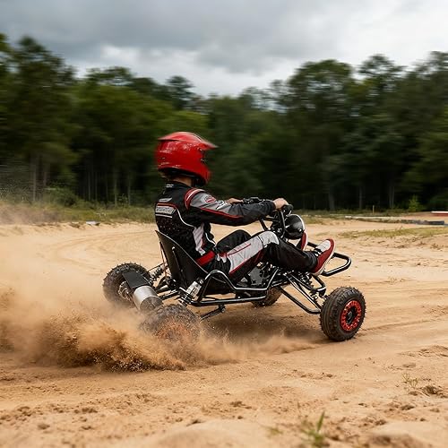 Miniatura 6 de Go Kart eléctrico, Go Kart con motor de 2100 W para adultos y niños con marco tubular de acero de alta calidad, kart todoterreno de 3 velocidades