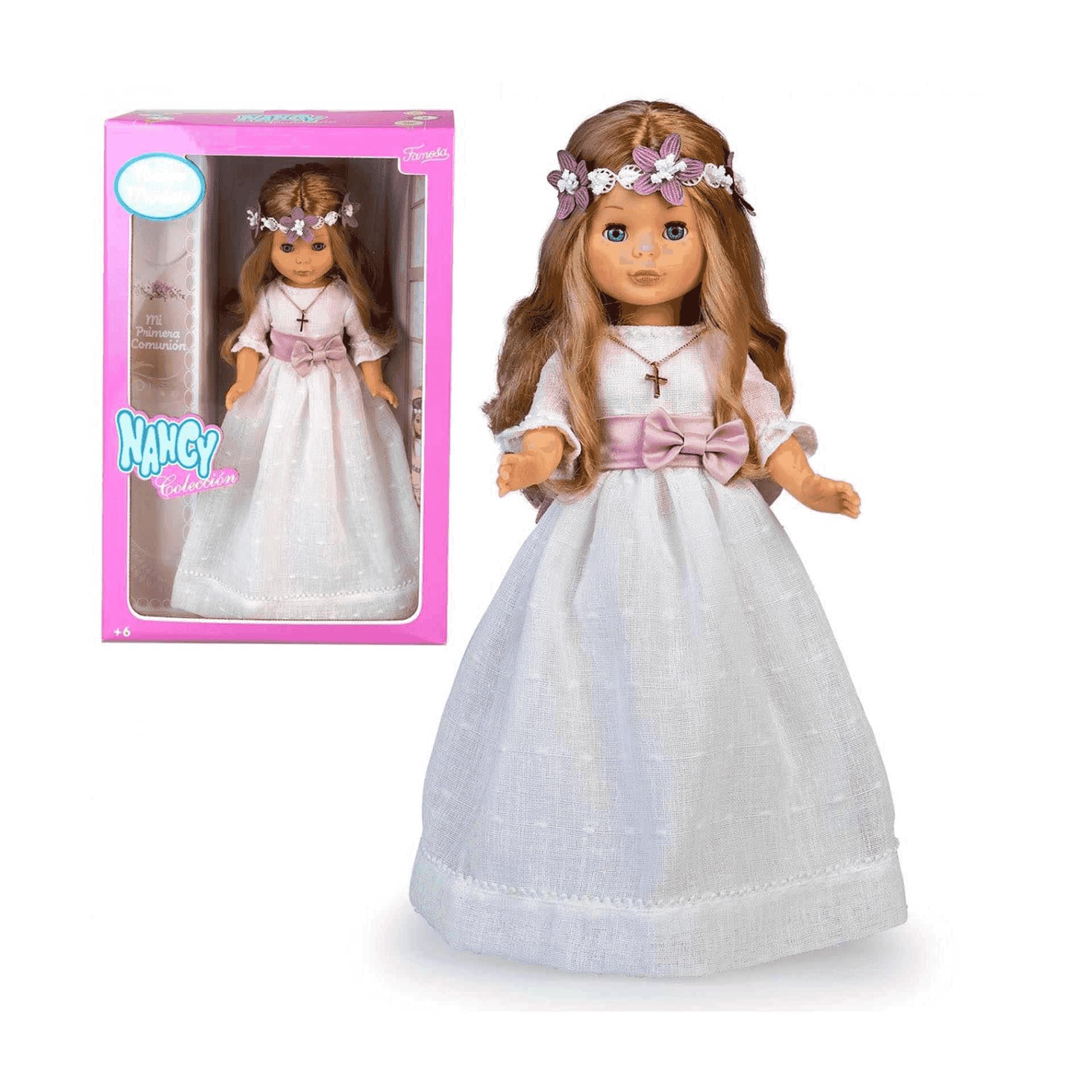 Nancy - Communion Collection, First Communion Dress Doll and Flower Crown, Blonde, with White Dress, Gift, Reissue 2023, Famous (NAL01000)