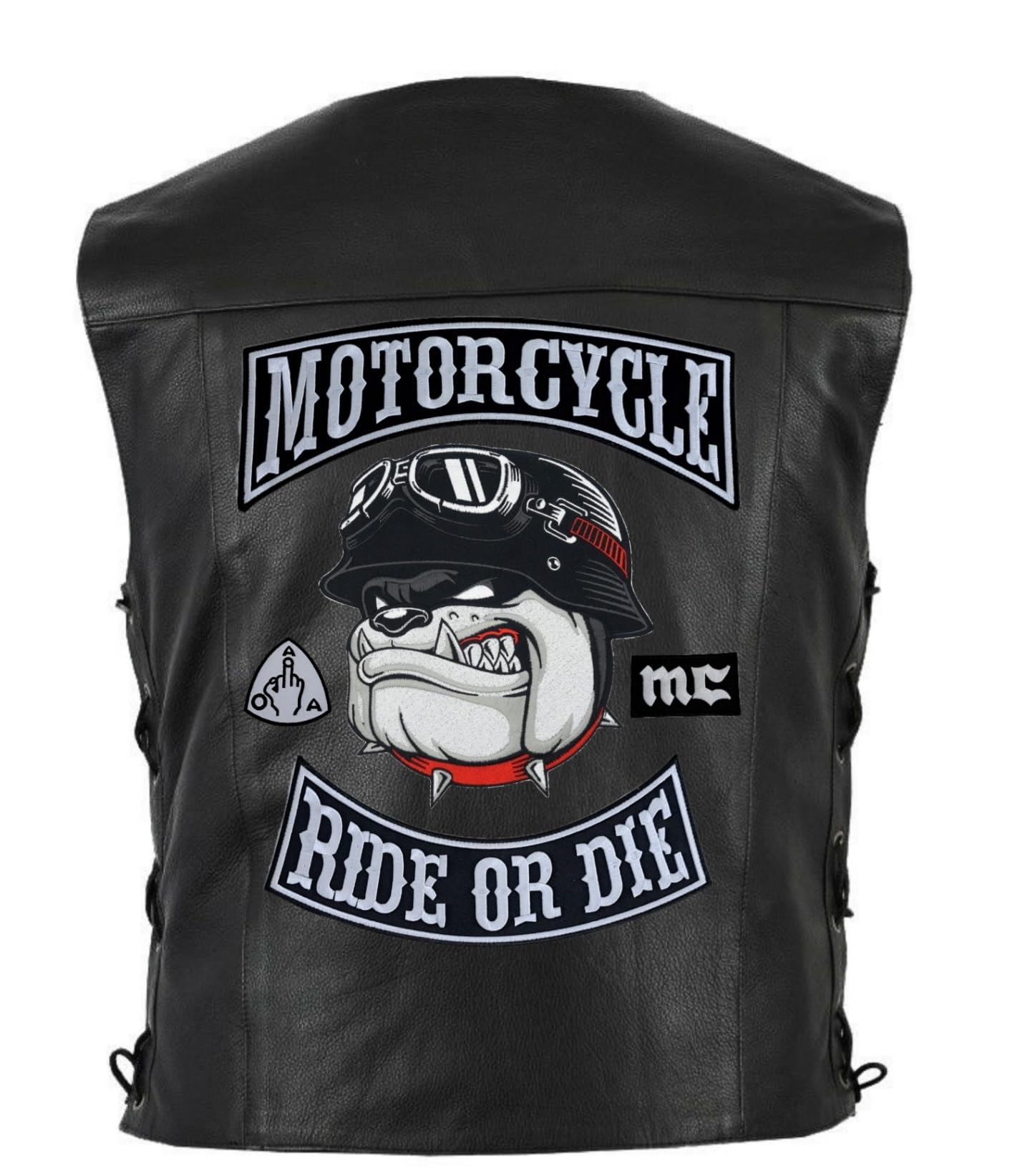 Juego de 5 parches bordados termoadhesivos para motocicleta, diseño de bulldog bordado en Pilot Motorcycle, para chaleco de moto, para decorar ropa de moto, chaleco DIY
