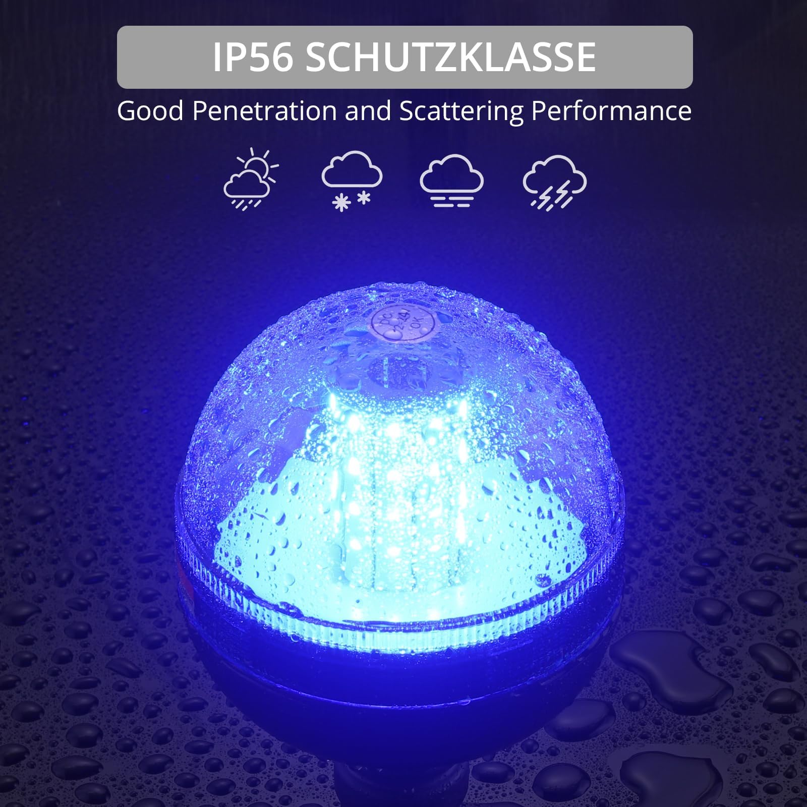 Justech 2 X Luce Lampeggiante Stroboscopica 40LED 12V/24V Impermeabile con 3 Modalit¨¤ Illuminazione Avviso di Lampeggiamento Palo DIN Arancione per Rimorchio Trattore Camion-Blu