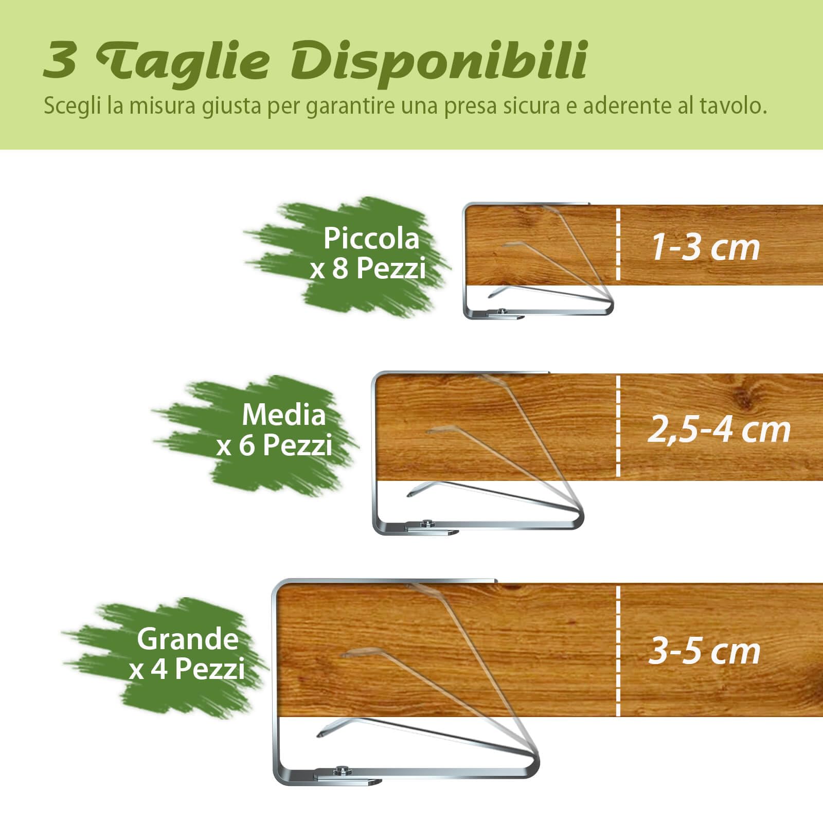 Blooven Tovaglia Clip in Acciaio Inossidabile, Fermatovaglia per Tavoli 1-3 cm, 8 Pezzi
