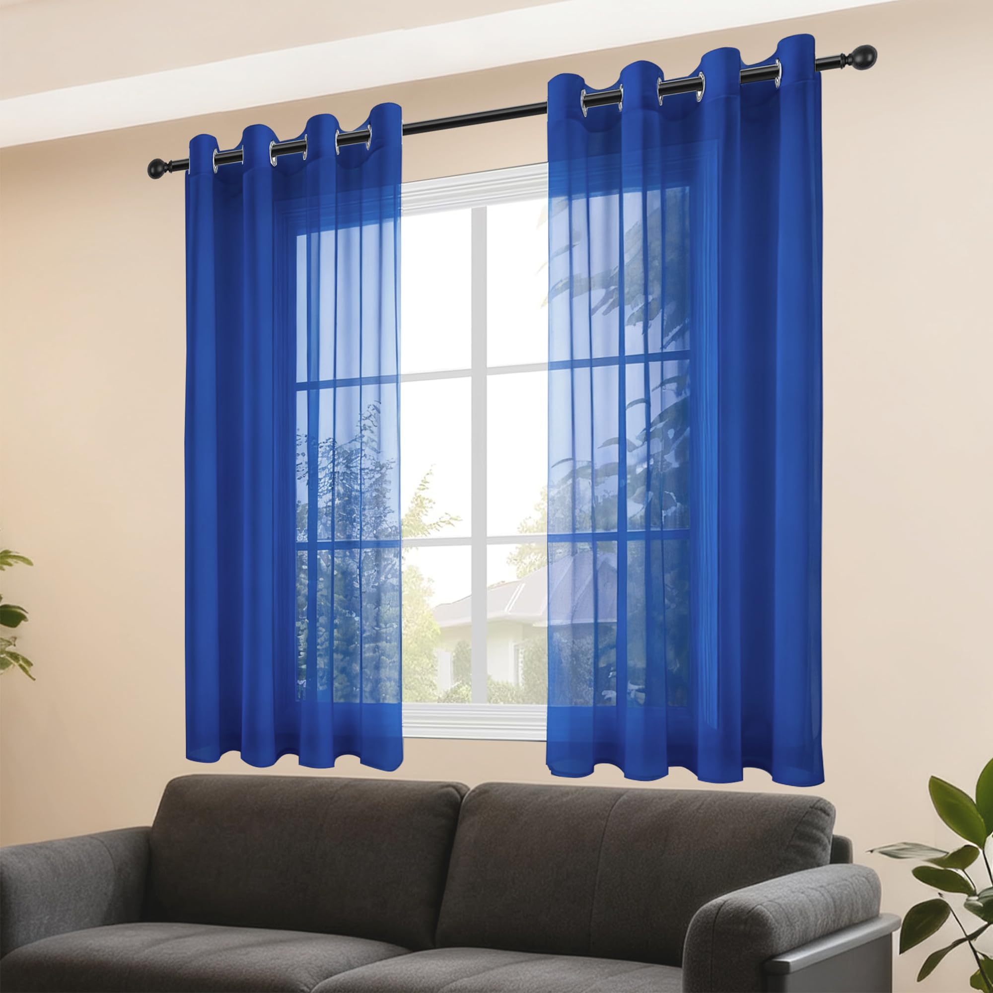 Voilage oeillets 520 x 260 cm bleu foncé pour protéger votre intimité