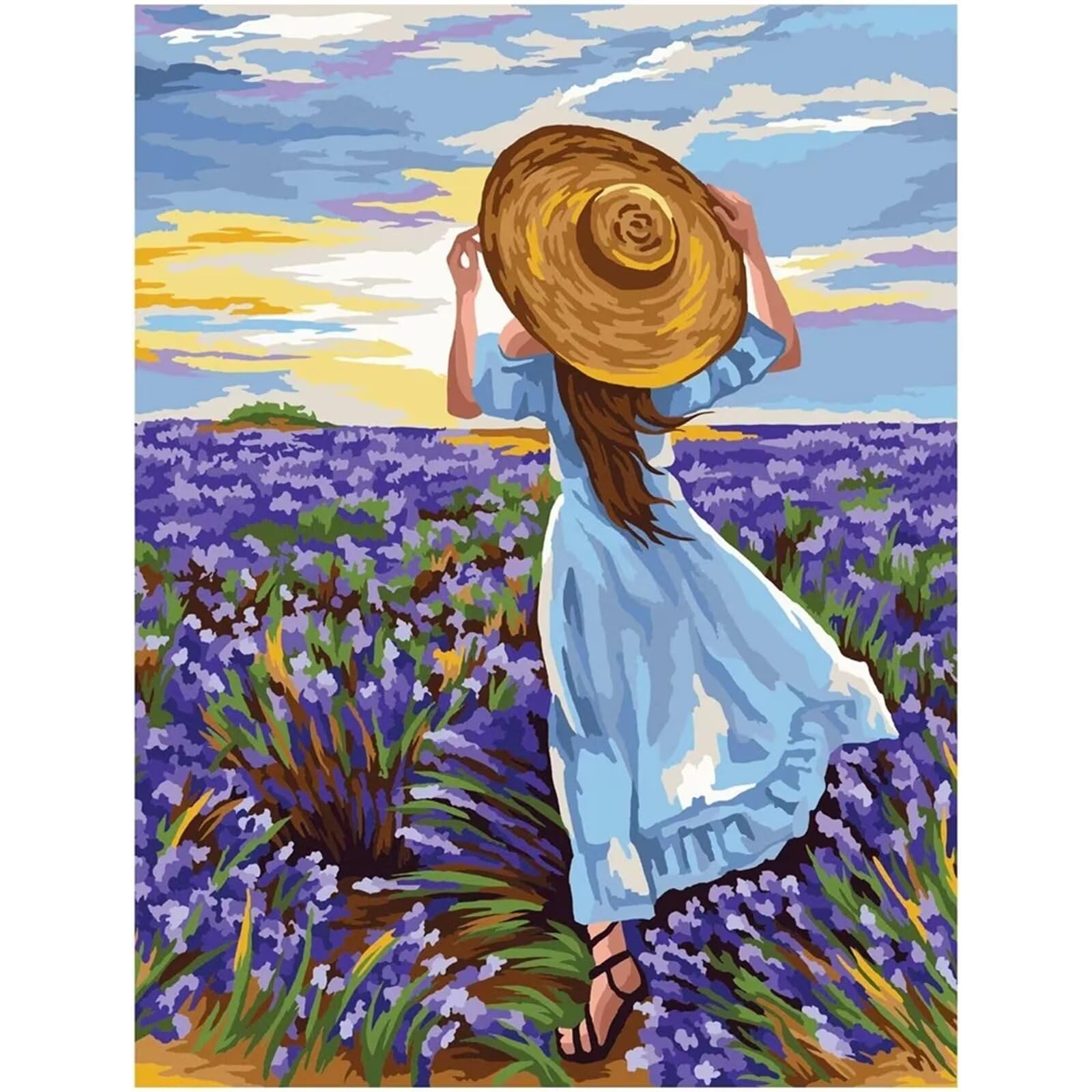 Dipingere con i Numeri Adulti,Ragazza del cappello Pittura di Numeri a Olio Fai da Te kit di pittura acrilica per adulti Bambini,Con Pennelli e Colori Acrilici per casa Decor con Telaio,60x75cm